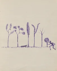 Kwatkwat people - (Aborígene hunting goanna) Sketchbook principalmente de atividades de aborígenes e brancos